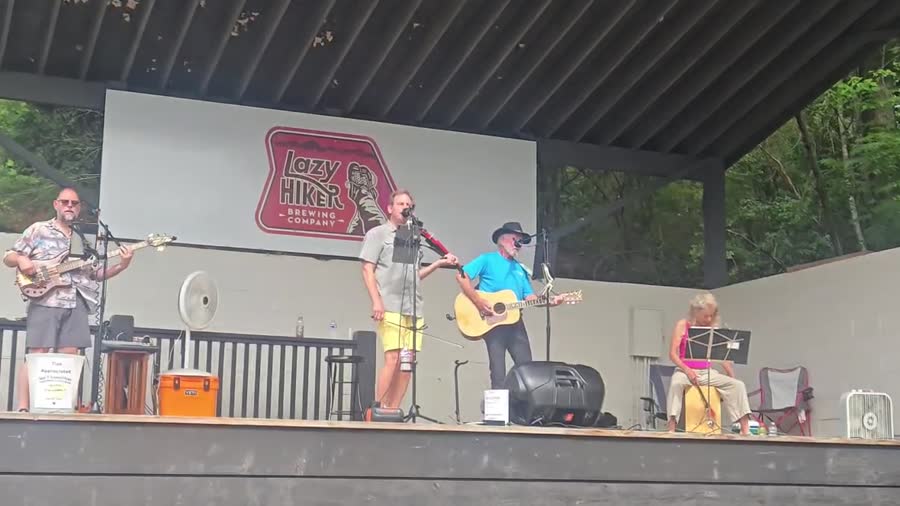 Full band on the Lazy Hiker stage